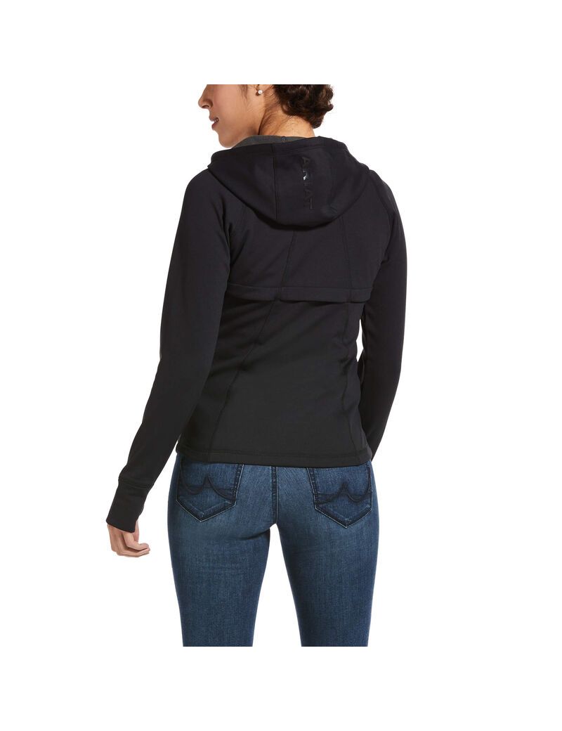 Sweat à Capuche Ariat Attain Full Zip Noir | KAF-4788123