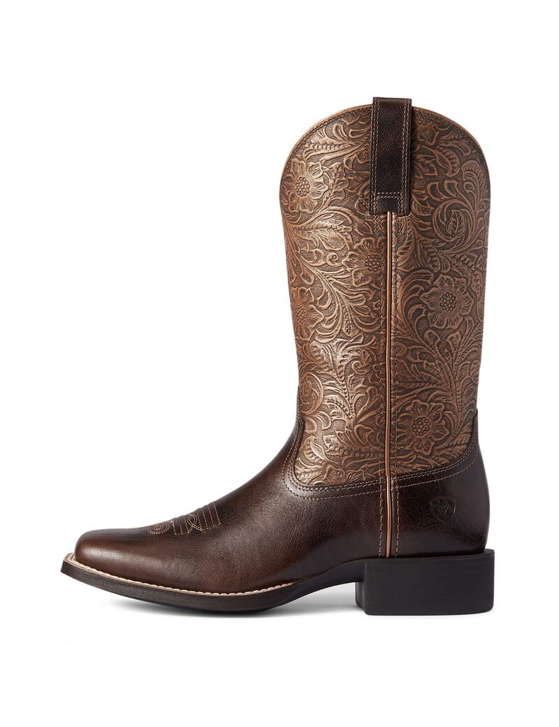 Bottes Western Ariat Round Up Larges Square Embout Marron | LMV-0271525