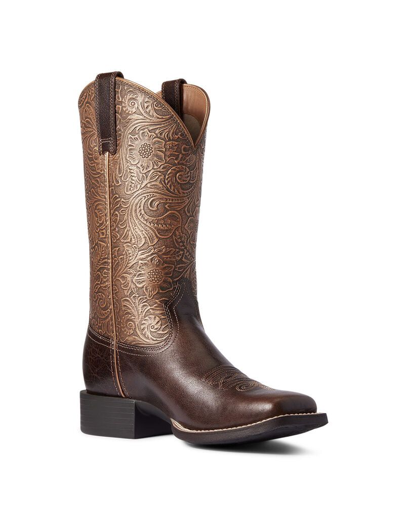 Bottes Western Ariat Round Up Larges Square Embout Marron | LMV-0271525