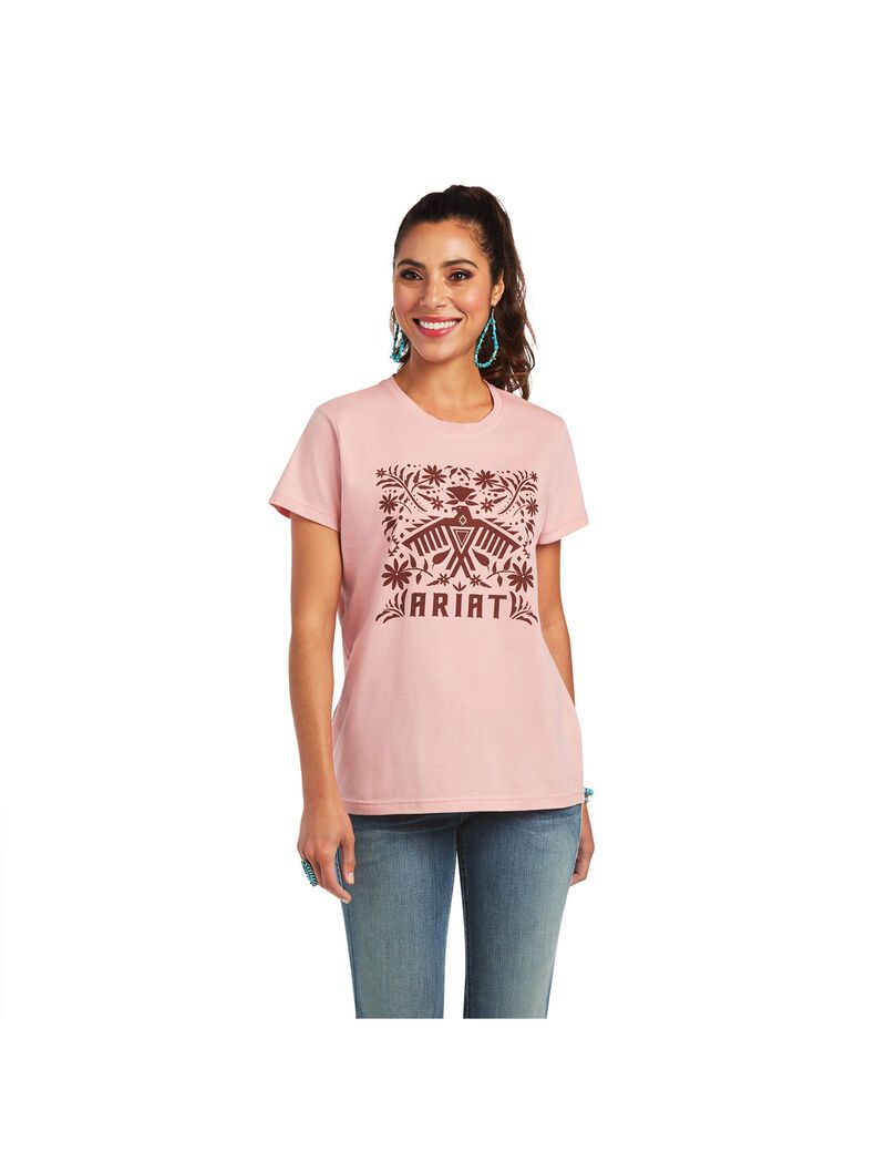 Hauts Ariat REAL Relaxed Fiesta Logo Tee Rose | CRI-2566383