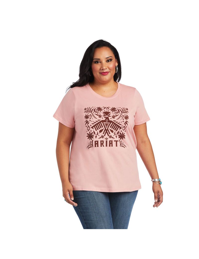 Hauts Ariat REAL Relaxed Fiesta Logo Tee Rose | CRI-2566383