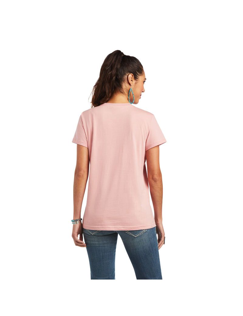 Hauts Ariat REAL Relaxed Fiesta Logo Tee Rose | CRI-2566383