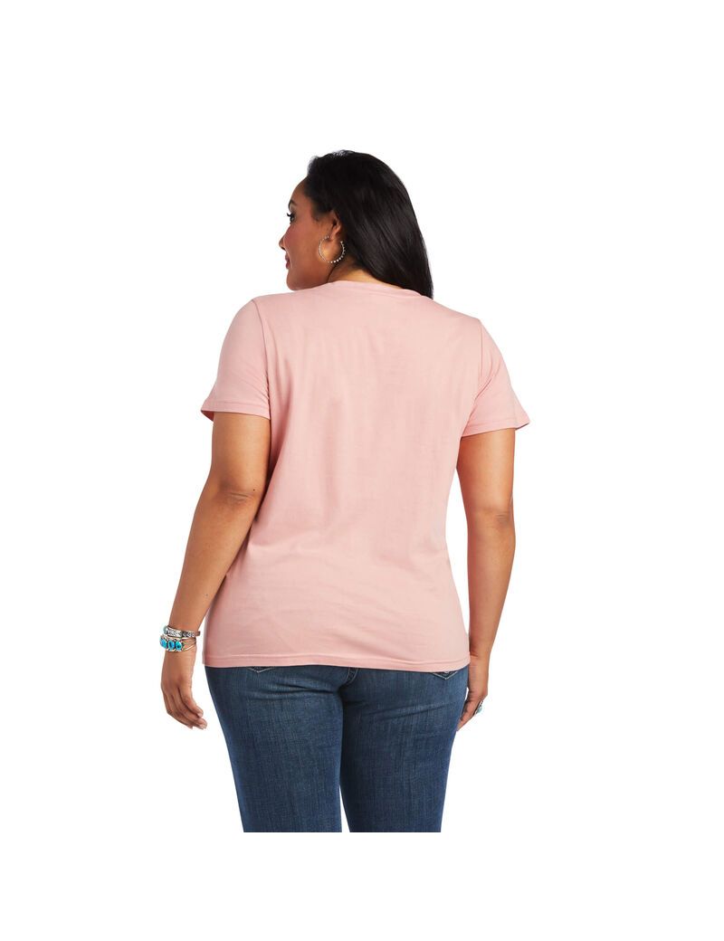 Hauts Ariat REAL Relaxed Fiesta Logo Tee Rose | CRI-2566383