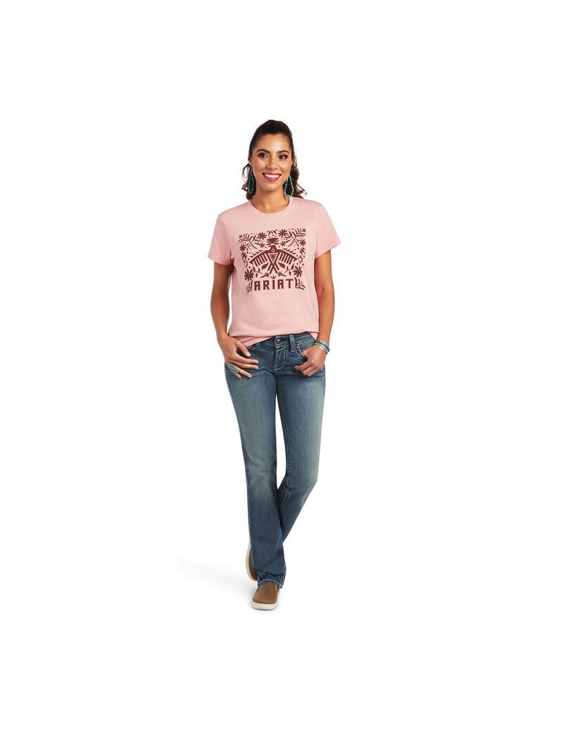 Hauts Ariat REAL Relaxed Fiesta Logo Tee Rose | CRI-2566383