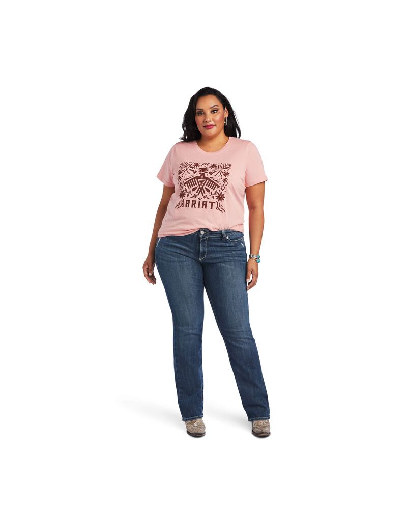 Hauts Ariat REAL Relaxed Fiesta Logo Tee Rose | CRI-2566383