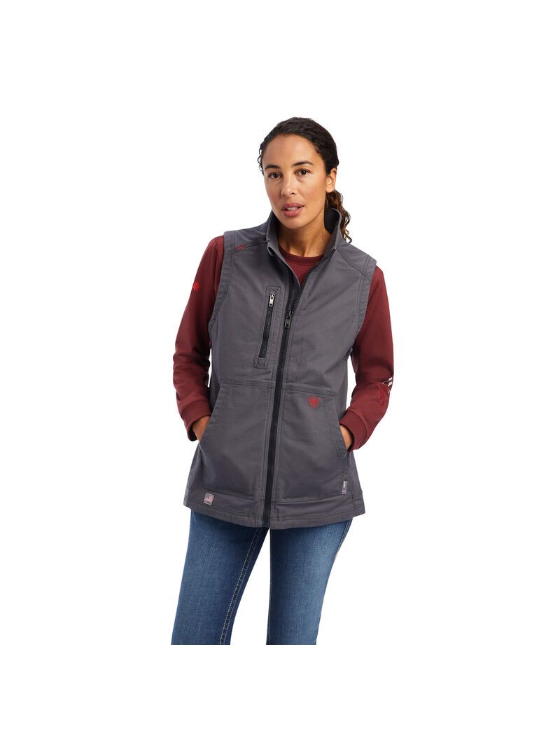 Gilet Ariat FR DuraLight Stretch Tela Grise | VXX-8422058