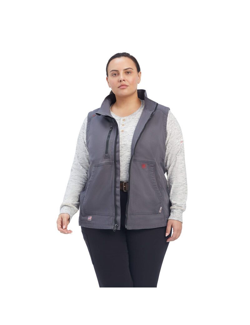 Gilet Ariat FR DuraLight Stretch Tela Grise | VXX-8422058