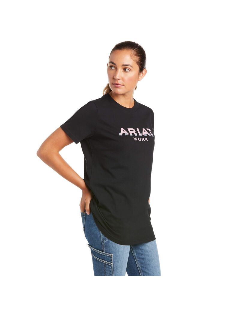 Vêtements De Travail Ariat Rebar Coton Strong Logo T Shirts Bleu Marine | WDG-0621125