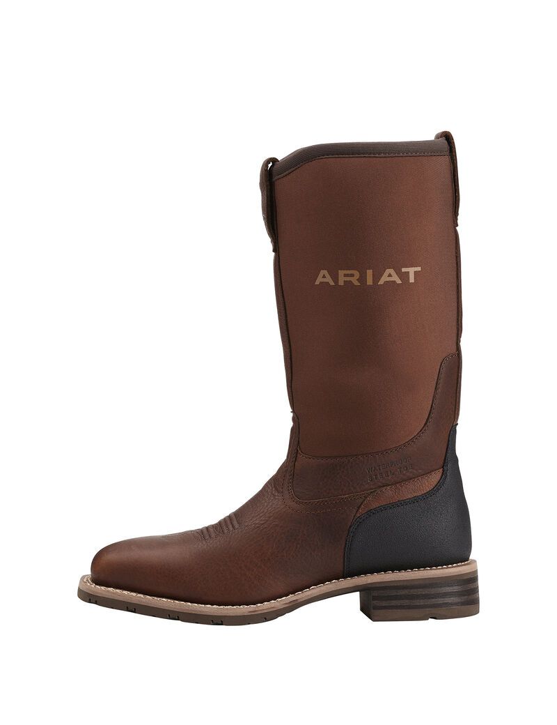 Bottes Imperméables Ariat Hybride All Weather Steel Embout Travail Marron | BAW-9984079