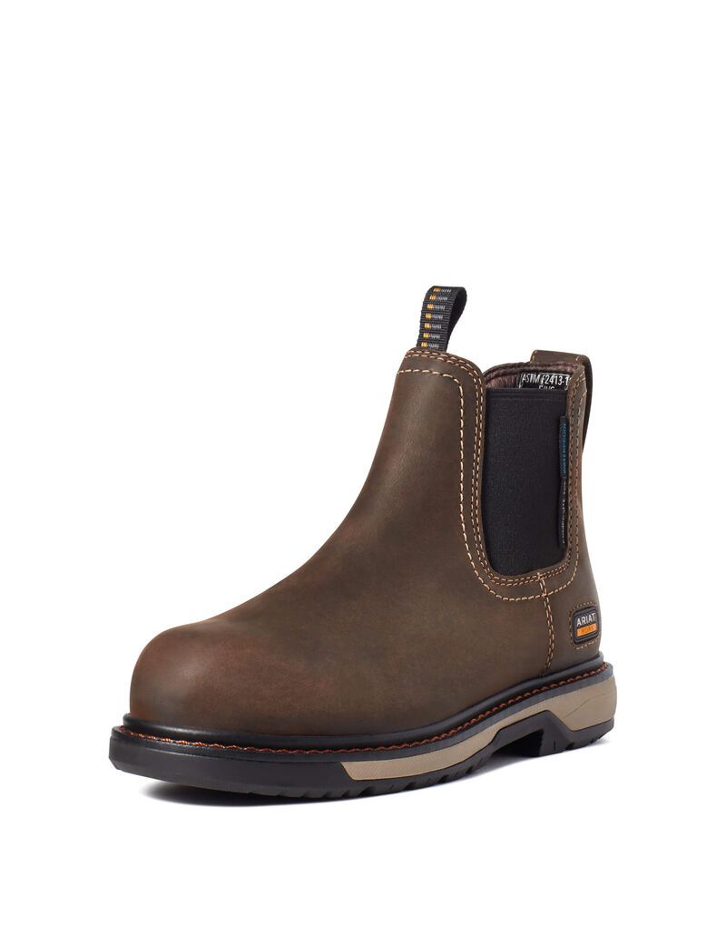 Bottes de Travail Ariat Riveter Chelsea CSA Imperméables Composite Embout Marron Foncé | ETQ-7339394