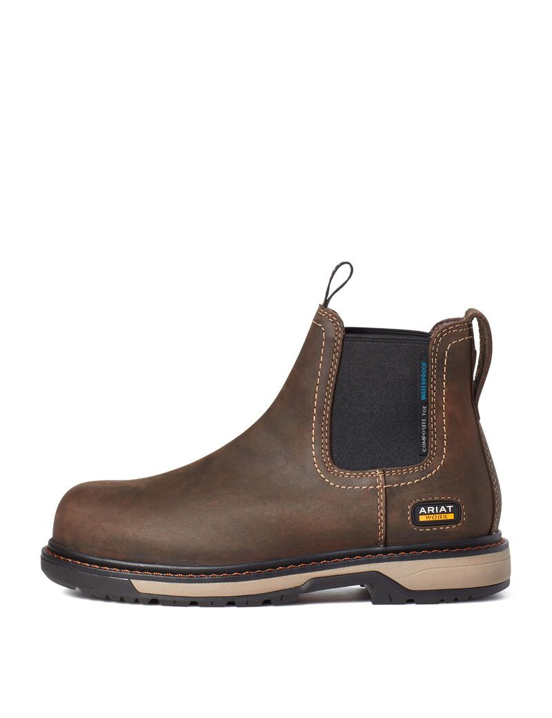 Bottes de Travail Ariat Riveter Chelsea CSA Imperméables Composite Embout Marron Foncé | ETQ-7339394