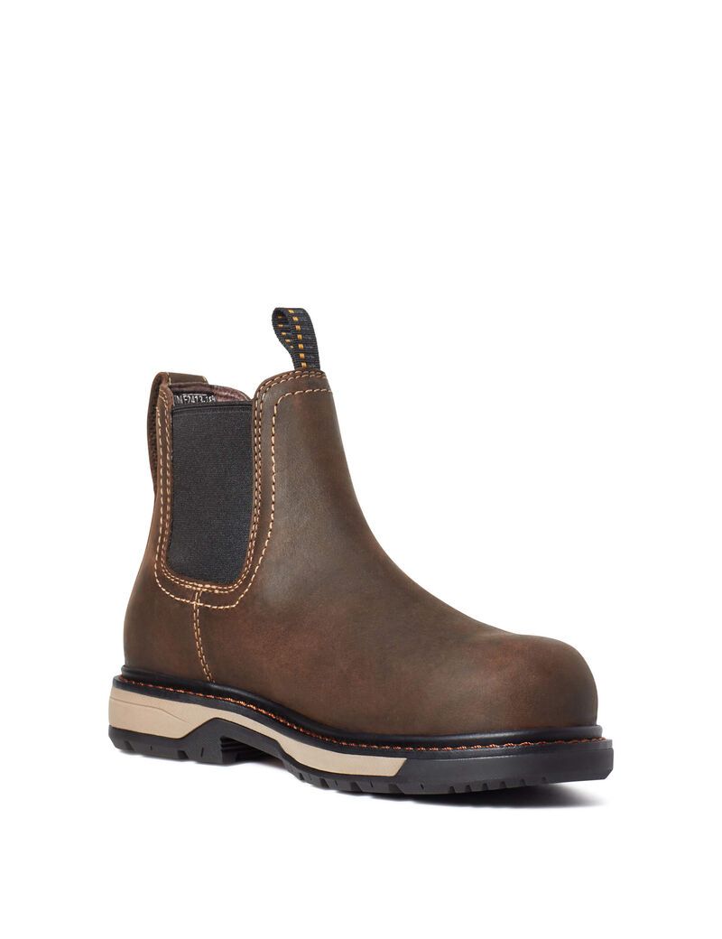 Bottes de Travail Ariat Riveter Chelsea CSA Imperméables Composite Embout Marron Foncé | ETQ-7339394