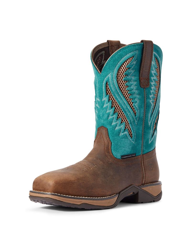 Bottes Western Ariat Anthem Venttek Composite Embout Travail Bleu Royal Chocolat | PIN-4355458