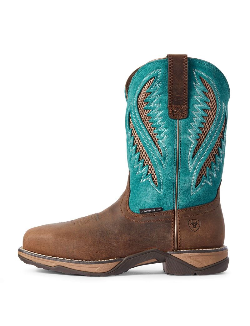 Bottes Western Ariat Anthem Venttek Composite Embout Travail Bleu Royal Chocolat | PIN-4355458