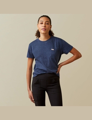 Vêtements De Travail Ariat Rebar Coton Strong T Shirts Bleu Marine | UFB-7159963