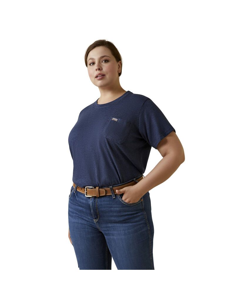 Vêtements De Travail Ariat Rebar Coton Strong T Shirts Bleu Marine | UFB-7159963