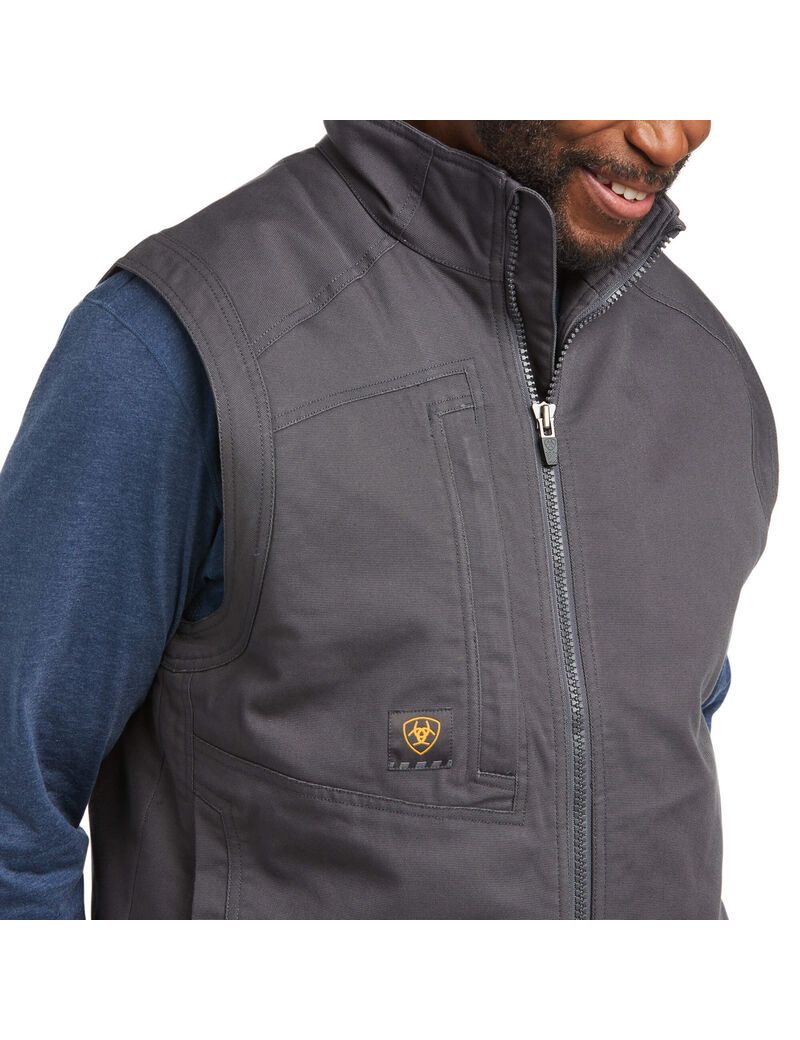 Gilet Ariat Rebar Washed DuraCanvas Insulated Grise | DPX-0358630