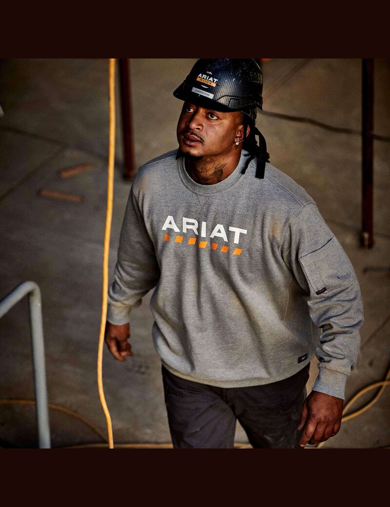 Sweats Ariat Rebar Workman Logo Grise | TSA-5061691