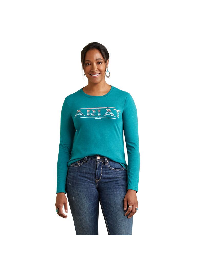 Hauts Ariat Serape Style Turquoise Vert | OZY-7577858