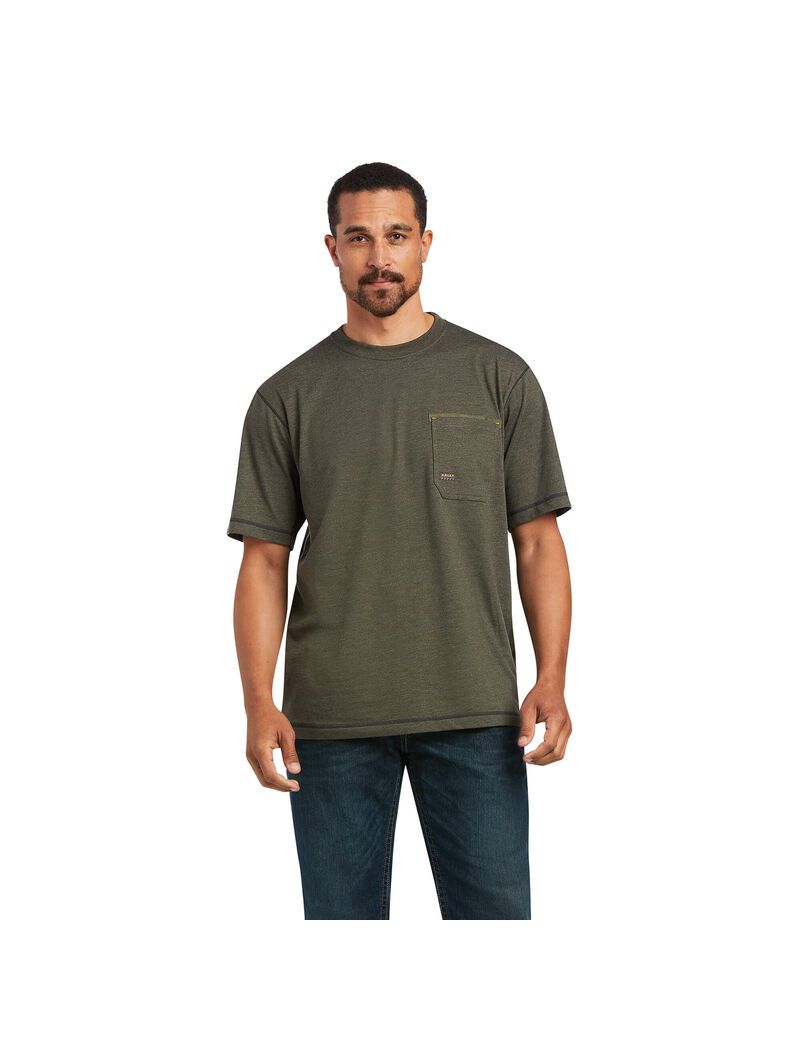 Vêtements De Travail Ariat Rebar Workman Reflective Flag T Shirts Vert Olive | NXF-1117994