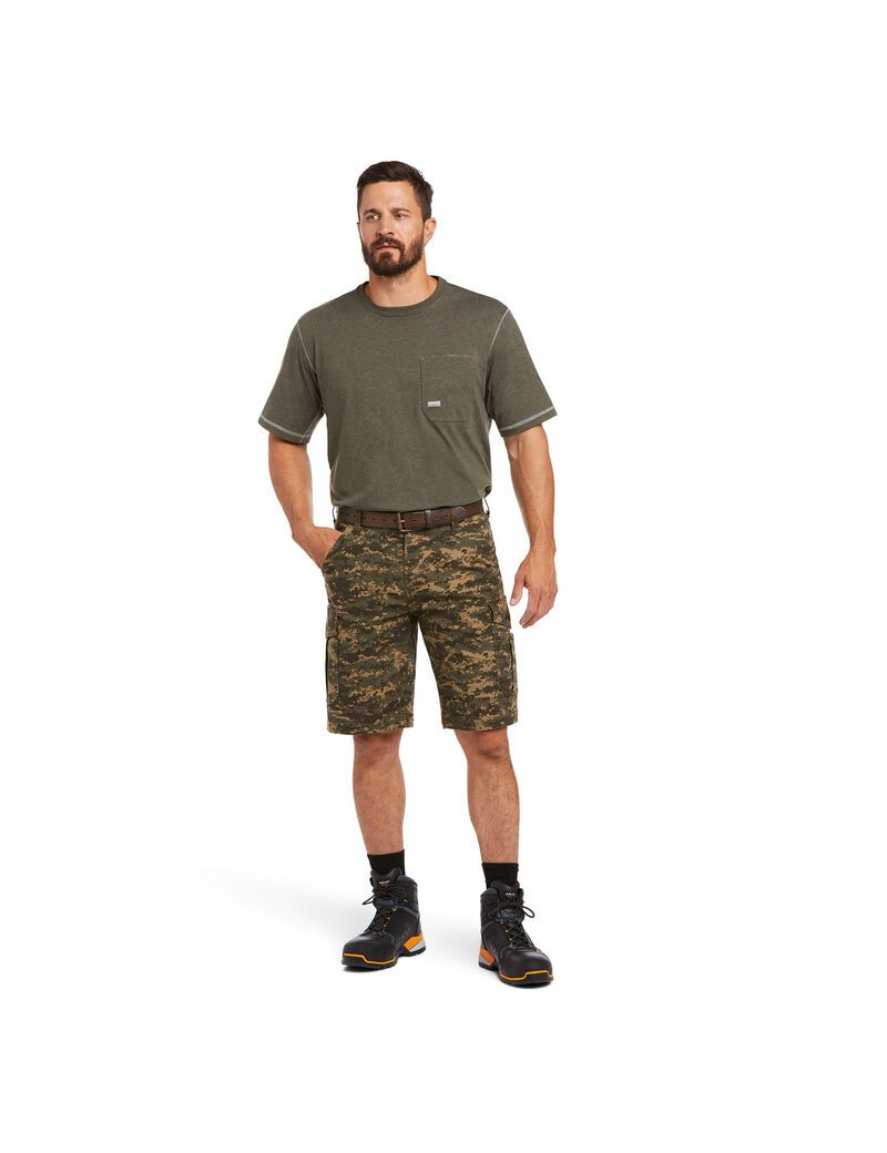 Shorts Ariat Rebar DuraStretch Made Tough Cargo Vert Olive Camouflage | TYK-7316353