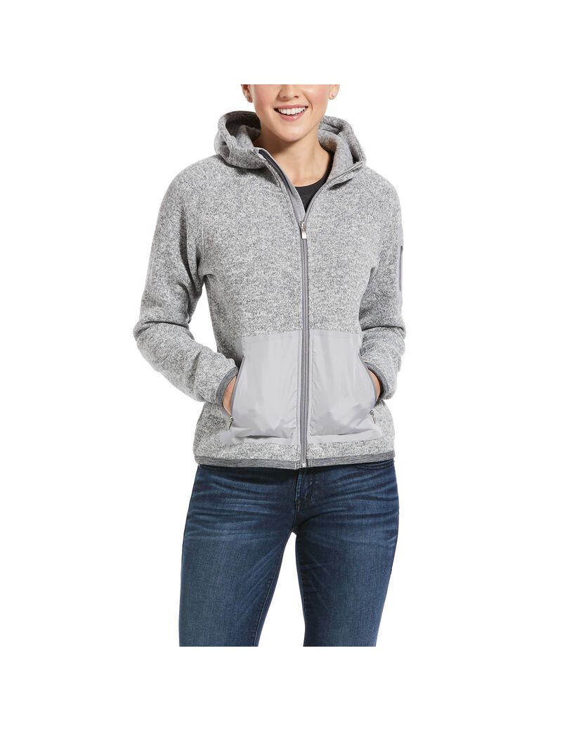 Sweat à Capuche Ariat Polartec Flou Full Zip Grise | RHS-0453791