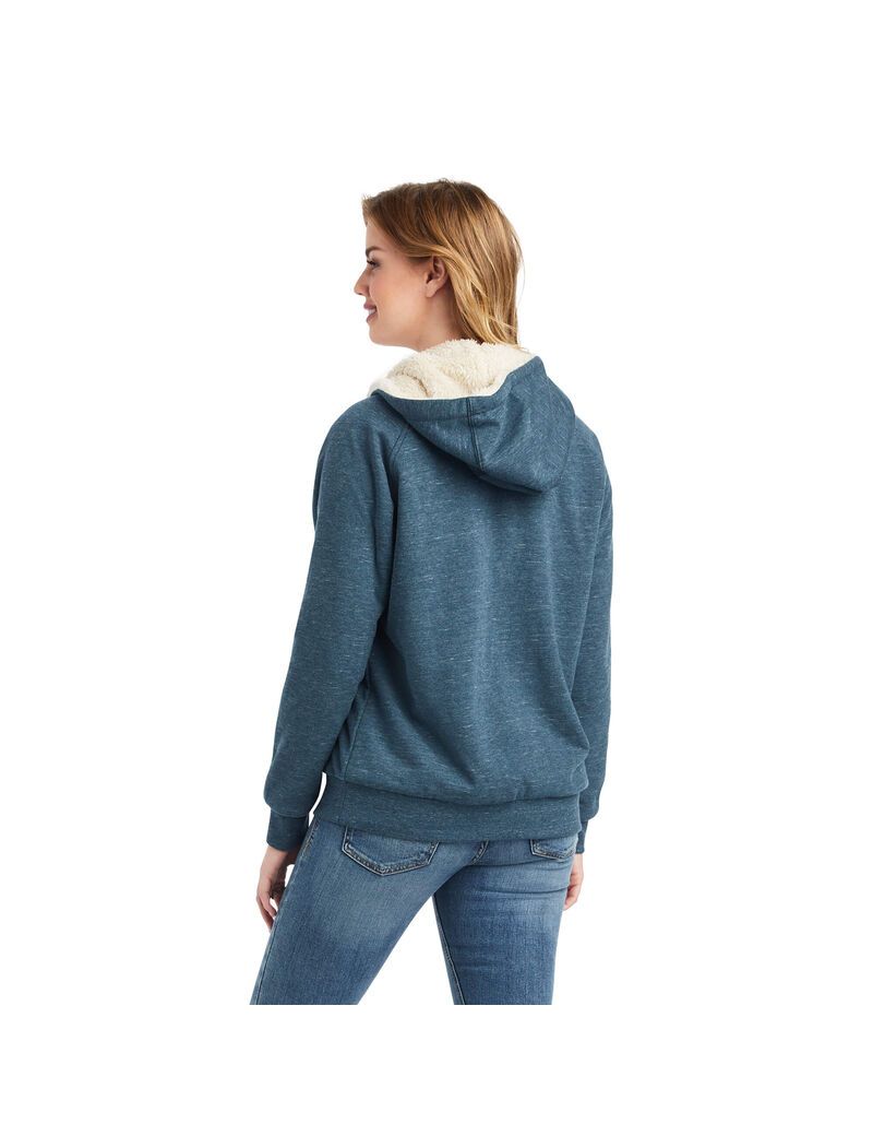 Sweat à Capuche Ariat REAL Sherpa Full Zip Bleu Marine | JAK-9311523