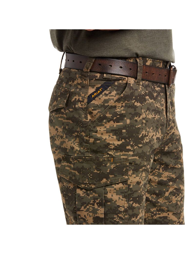 Shorts Ariat Rebar DuraStretch Made Tough Cargo Vert Olive Camouflage | TYK-7316353