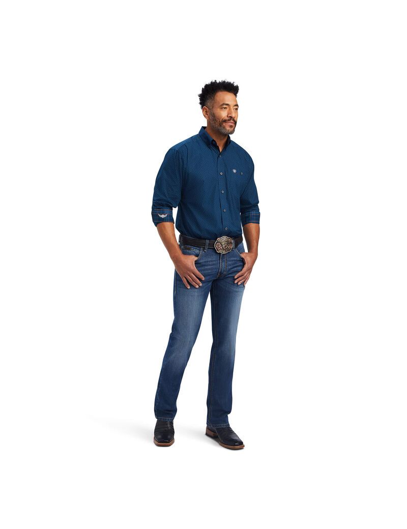 Chemises De Costume Ariat Relentless Skillful Stretch Classiche Fit Bleu Marine | KDX-3999773