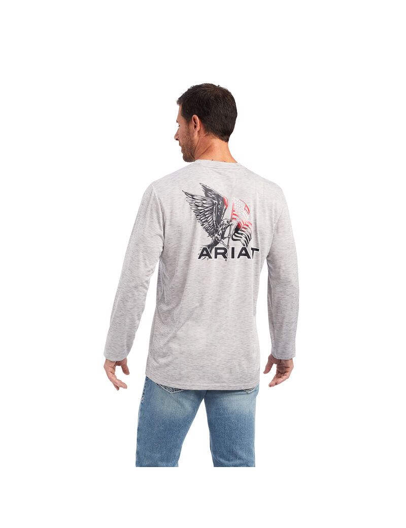 T Shirts Ariat Charger Free Bird Grise | MLZ-4758336