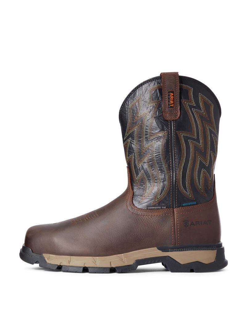 Bottes Imperméables Ariat Rebar Flex Western Composite Embout Travail Marron Foncé | HNK-3334374