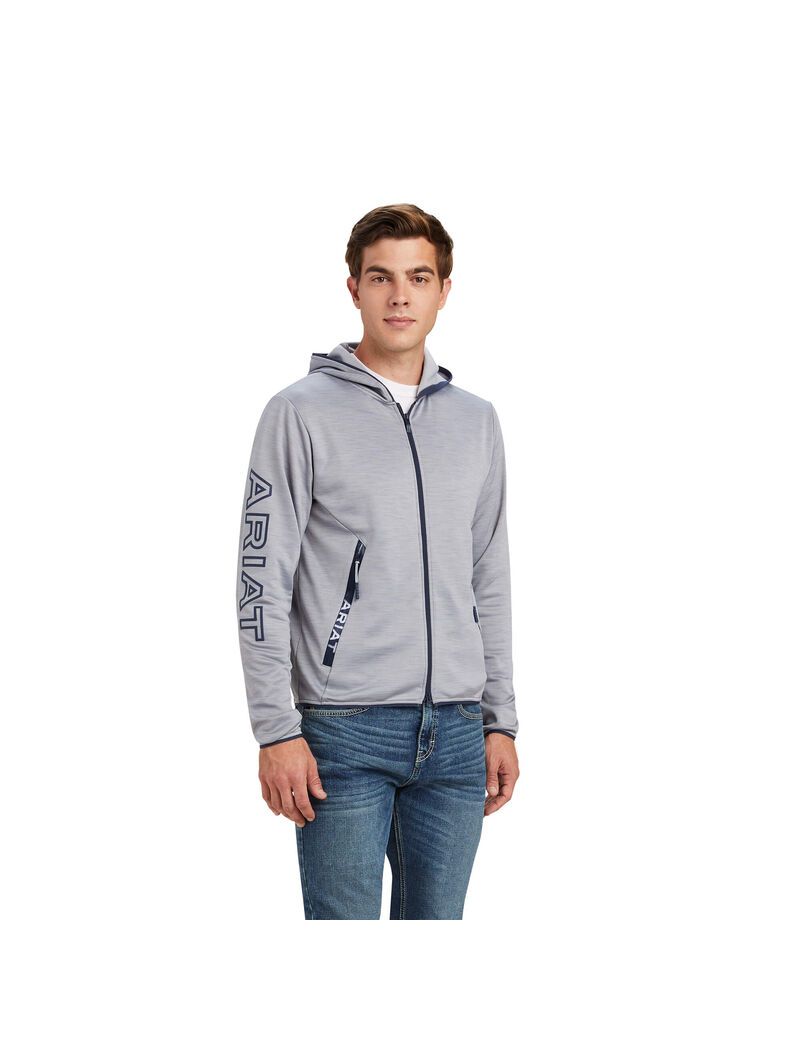 Sweat à Capuche Ariat Byron Full Zip Grise | XJC-6859826