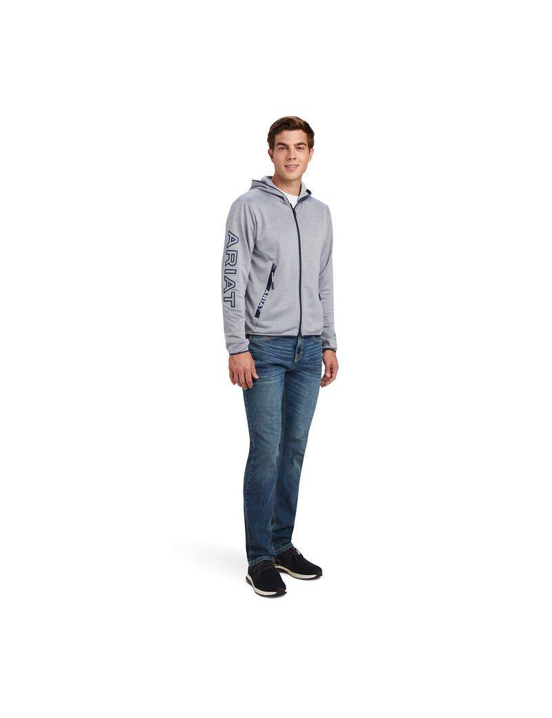 Sweat à Capuche Ariat Byron Full Zip Grise | XJC-6859826