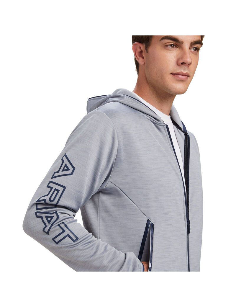 Sweat à Capuche Ariat Byron Full Zip Grise | XJC-6859826