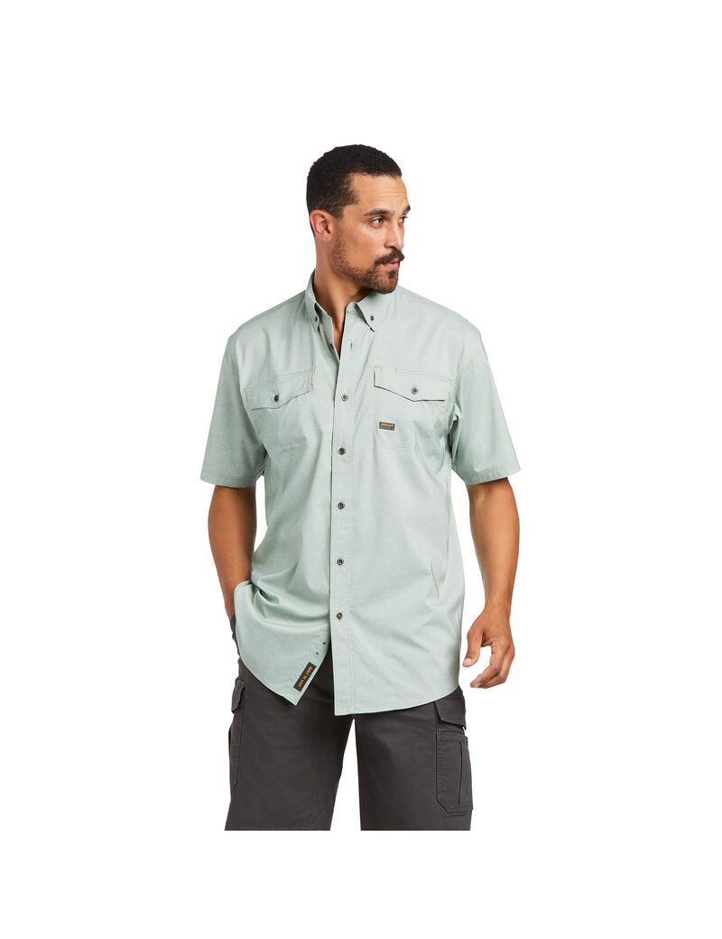 Vêtements De Travail Ariat Rebar Made Tough VentTEK DuraStretch Travail Shirts Vert | XWM-8702525