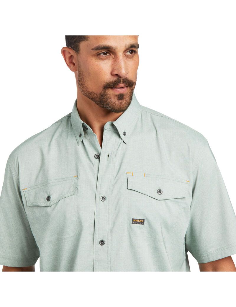 Vêtements De Travail Ariat Rebar Made Tough VentTEK DuraStretch Travail Shirts Vert | XWM-8702525