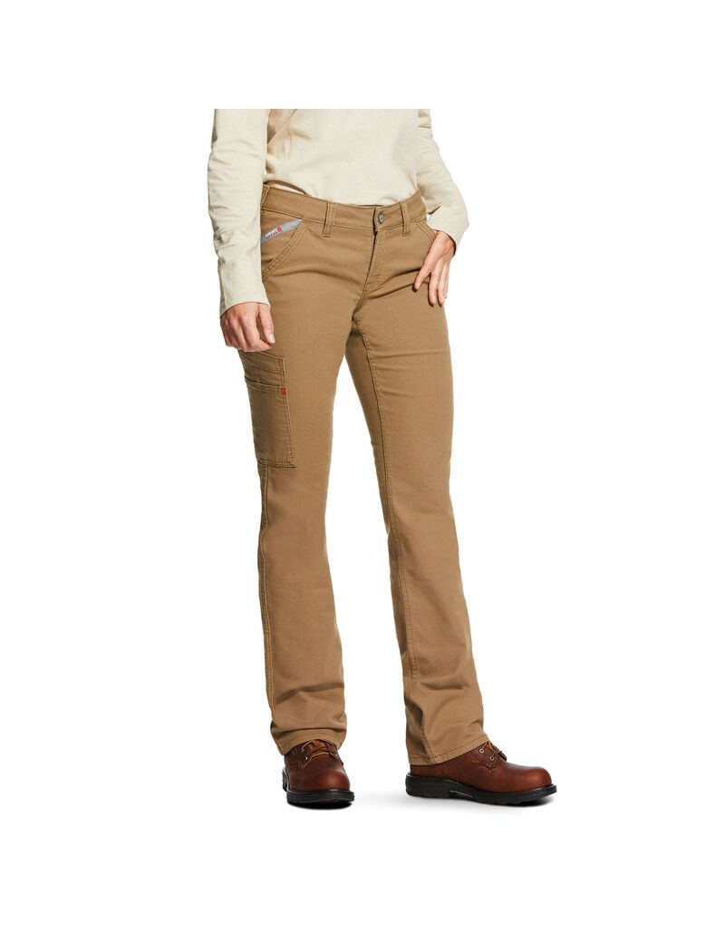 Pantalon Ariat FR Stretch DuraLight Tela Stackable Droit Leg Kaki | INY-8156418