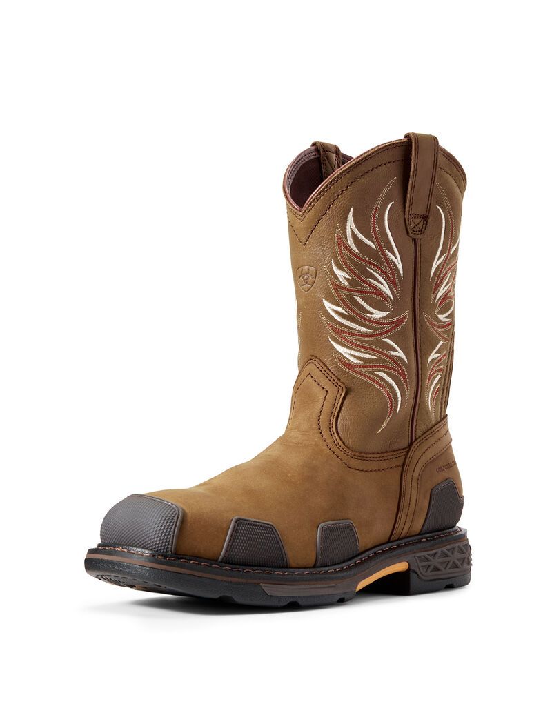 Bottes de Travail Ariat OverDrive Larges Square Embout Composite Embout Marron | JTK-2045561