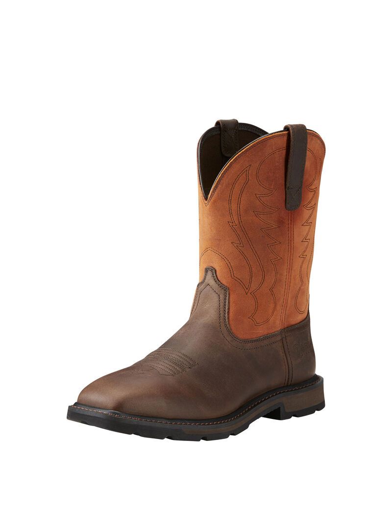 Bottes de Travail Ariat Groundbreaker Larges Square Embout Steel Embout Marron | MFL-4832733