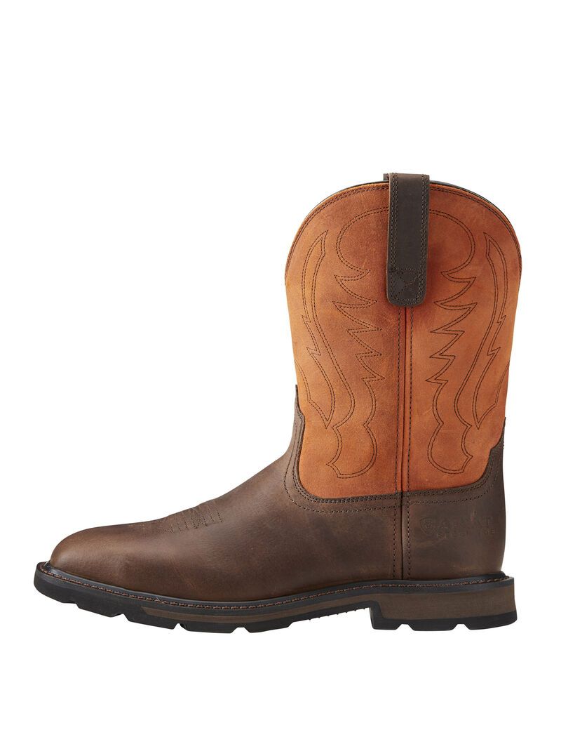 Bottes de Travail Ariat Groundbreaker Larges Square Embout Steel Embout Marron | MFL-4832733