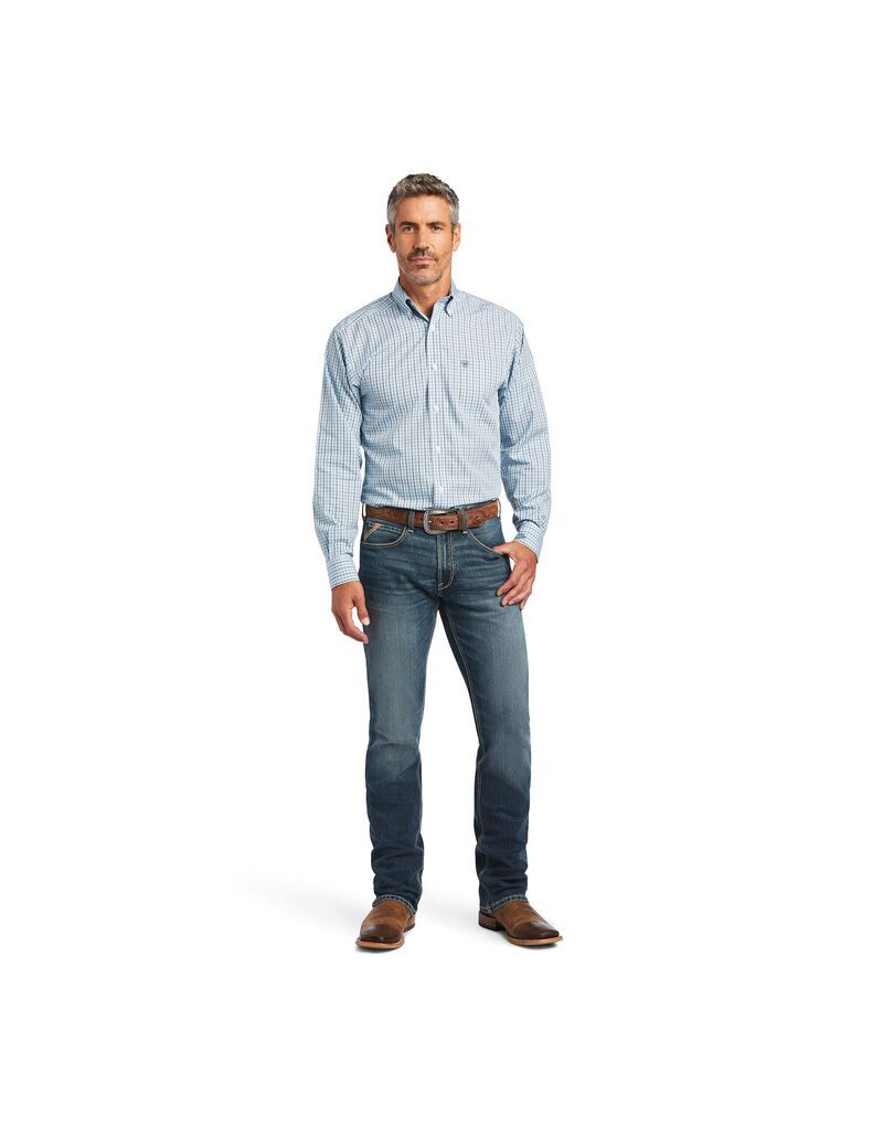 Chemises De Costume Ariat Wrinkle Free Yair Fitted Bleu | HUB-6411149