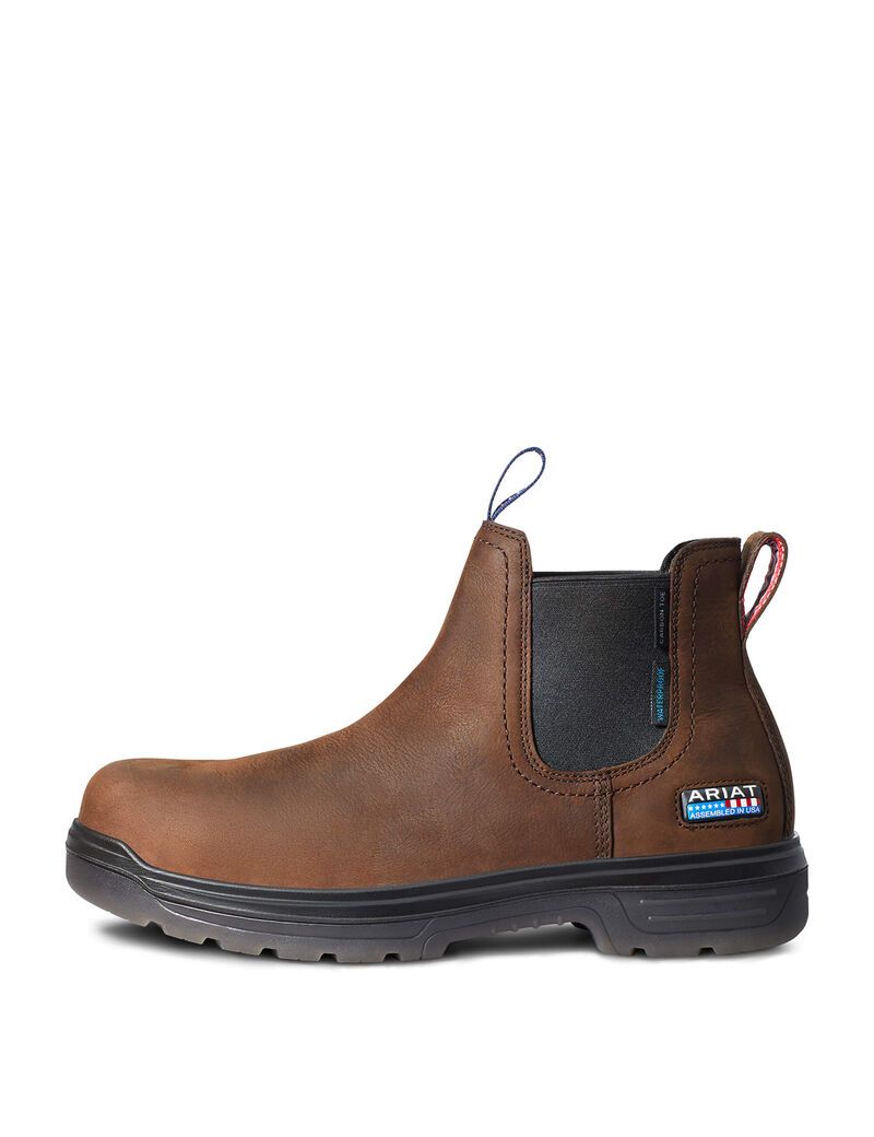 Bottines Chelsea Ariat Turbo USA Assembled Imperméables Carbon Embout Travail Marron | PSG-0517258