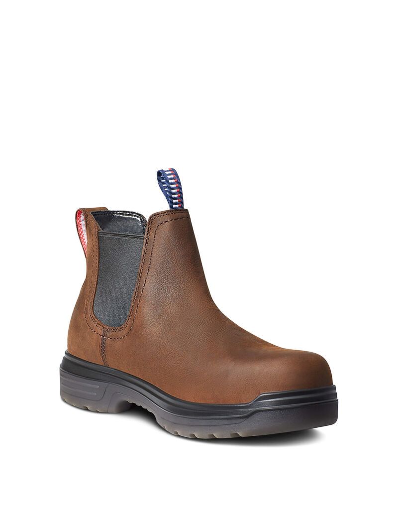 Bottines Chelsea Ariat Turbo USA Assembled Imperméables Carbon Embout Travail Marron | PSG-0517258