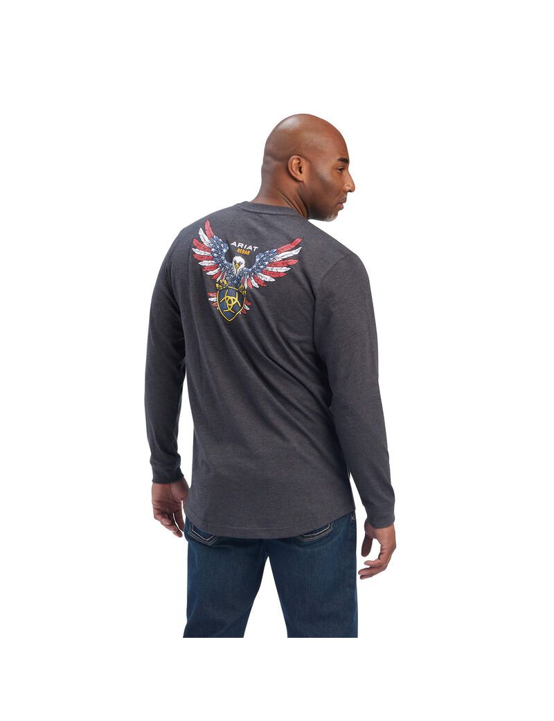 Vêtements De Travail Ariat Rebar Coton Strong American Raptor T Shirts Grise | HSX-9045301