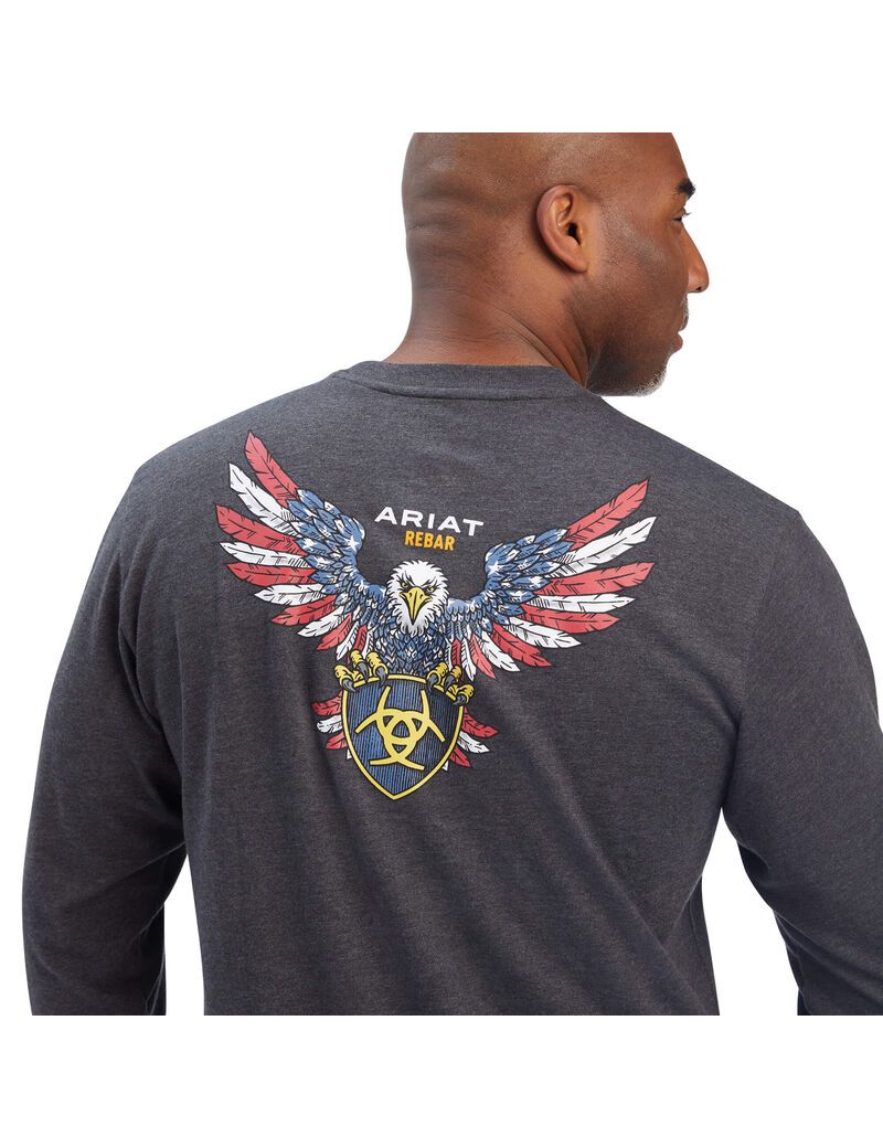 Vêtements De Travail Ariat Rebar Coton Strong American Raptor T Shirts Grise | HSX-9045301