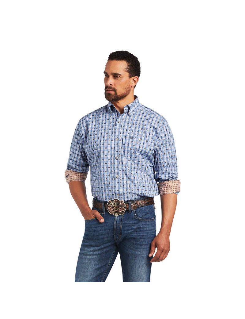 Chemises De Costume Ariat Relentless Concrete Stretch Classiche Fit Bleu | MMG-1965070