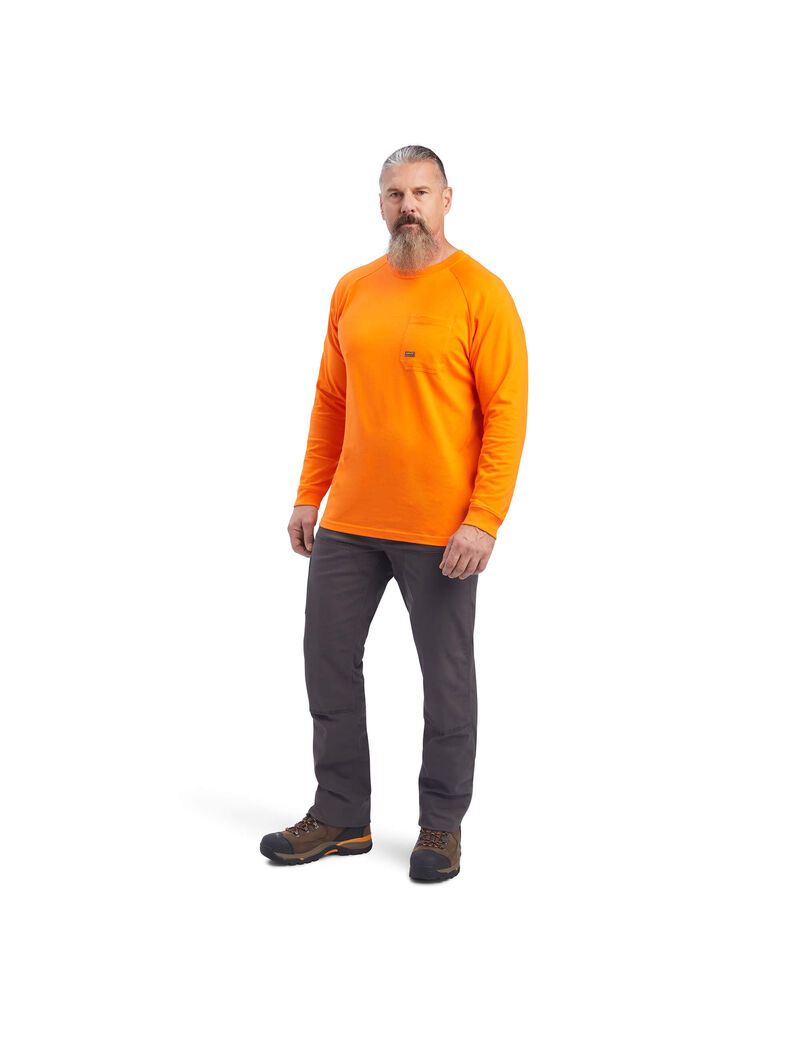 Vêtements De Travail Ariat Rebar Coton Strong T Shirts Orange | KMH-0204684