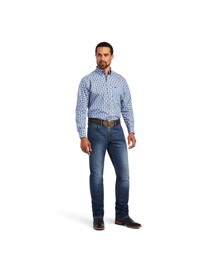 Chemises De Costume Ariat Relentless Concrete Stretch Classiche Fit Bleu | MMG-1965070