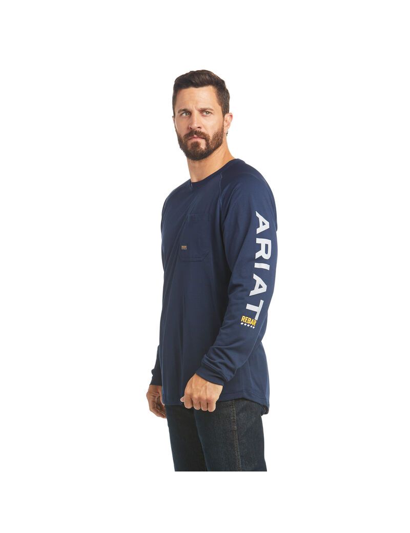 Vêtements De Travail Ariat Rebar Heat Fighter T Shirts Bleu Marine | OIL-5772128