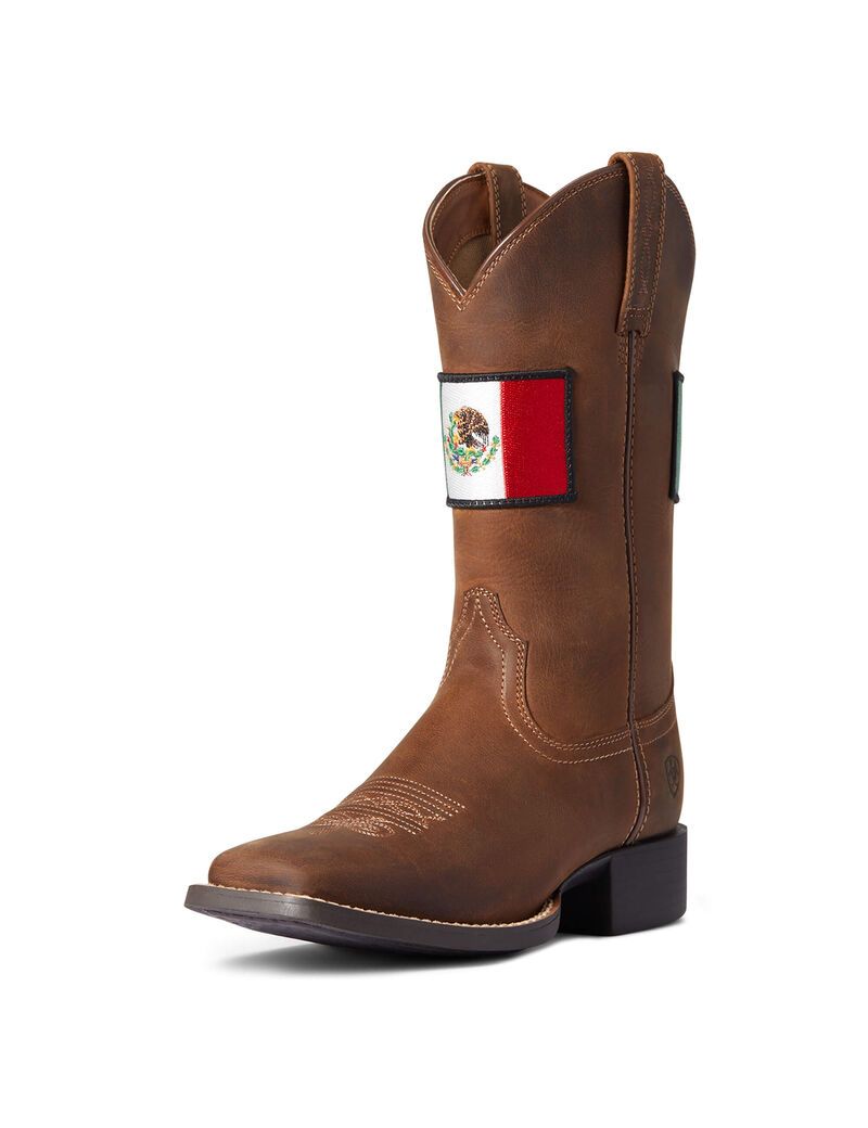 Bottes Western Ariat Round Up Orgullo Mexicano Marron | JJI-0404041